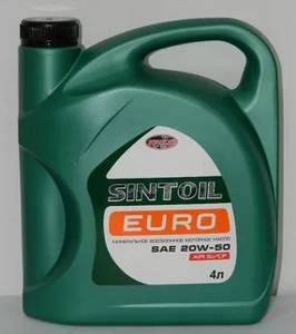 SINTOIL EURO 20W50 4л, минеральное, масло моторное